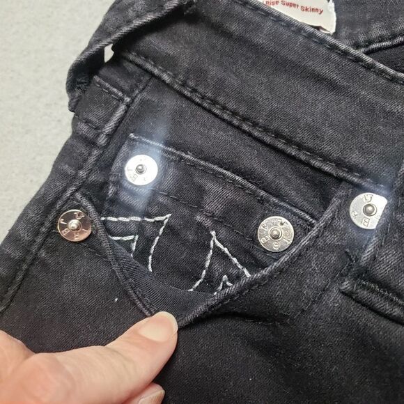True Religion Halle Mid Rise Super skinny black jeans Size 28 - Picture 9 of 13